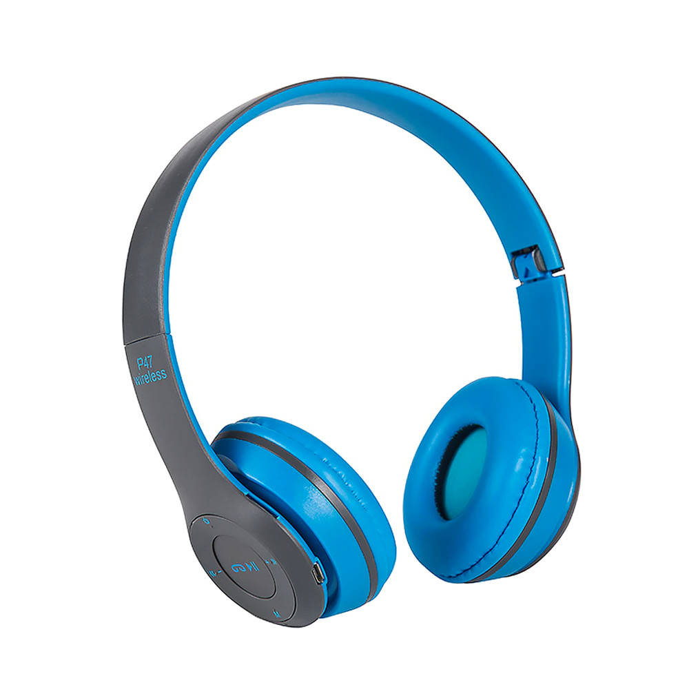 

Беспроводные наушники Bluetooth с микрофоном радио и функцией плеера P47 / Наушники гарнитура с MP3 плеером Голубой