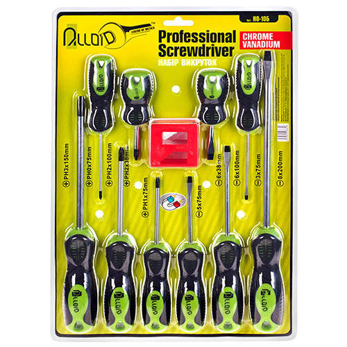 

Alloid. Набор отверток крест и шлиц, 10 предм. блистер. (НО-10Б) (НО-10Б)