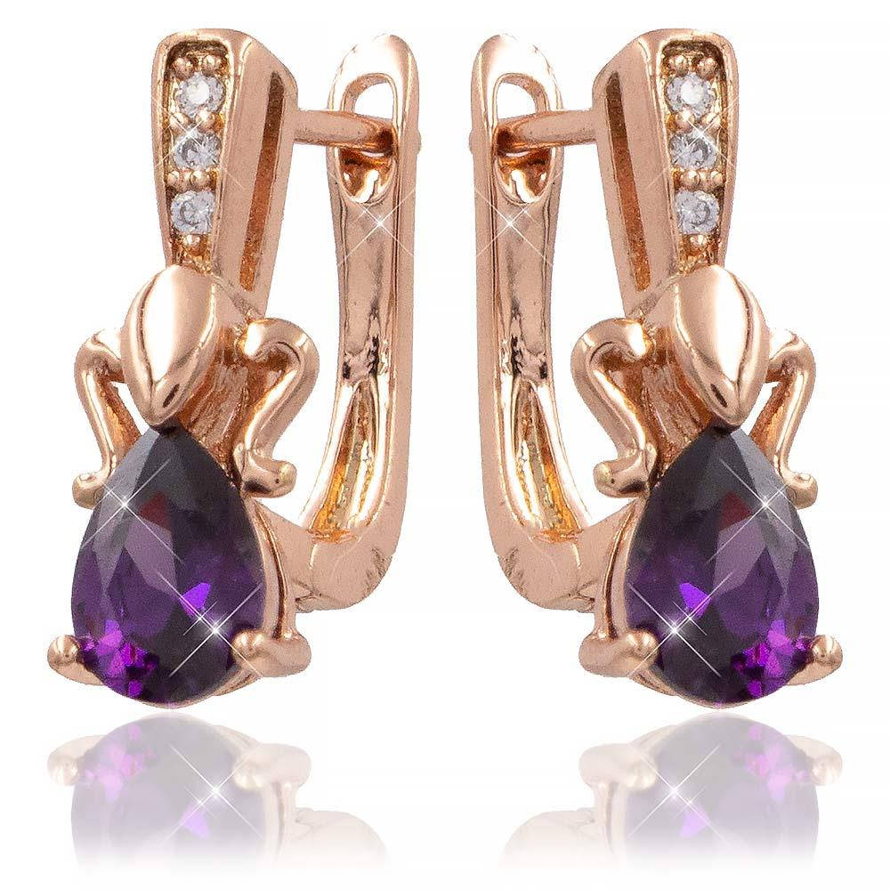 

Серьги фиолетовый 1,7 см (Медицинское золото)