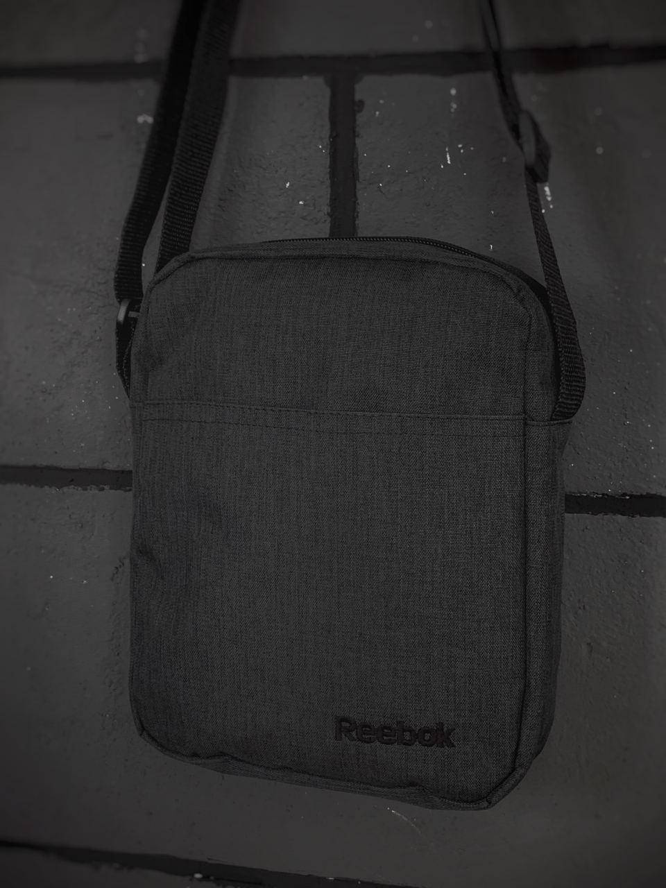 

Барсетка Мужская Reebok рибок темно серая с черным логотипом, Темно-серый