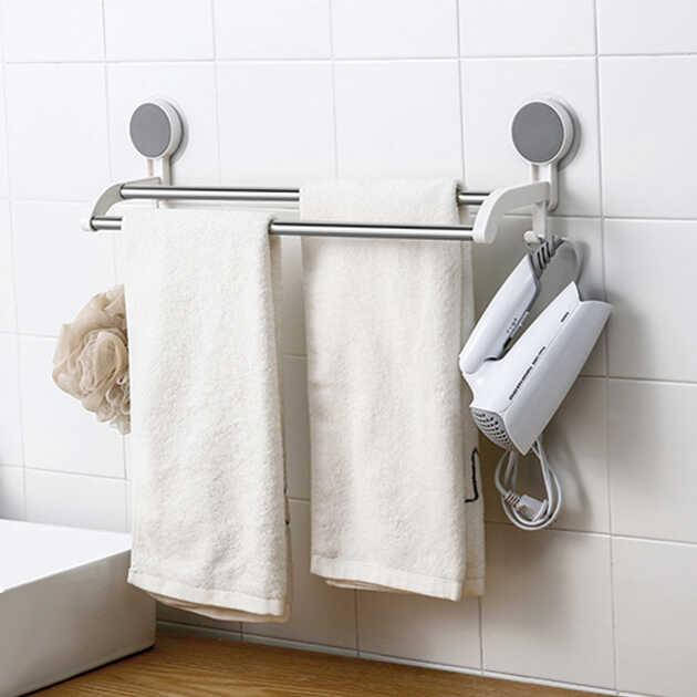 

Двойной держатель для полотенец и фена настенный MVM BP-9, Белый