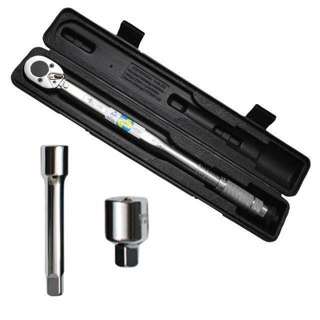 

Динамометрический ключ 1/2" с переходником и удлинителем Intertool XT-9007
