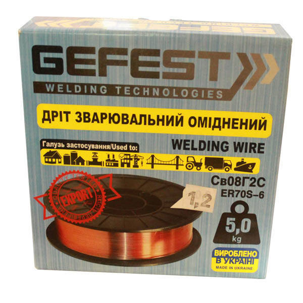 

Проволока сварочная GEFEST СВ08Г2С 1.2мм 4.6кг омеднённая