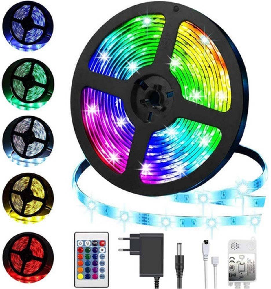 

КОМПЛЕКТ Светодиодная LED лента 3528 RGB Все цвета 12V цветная 5м + пульт + блок