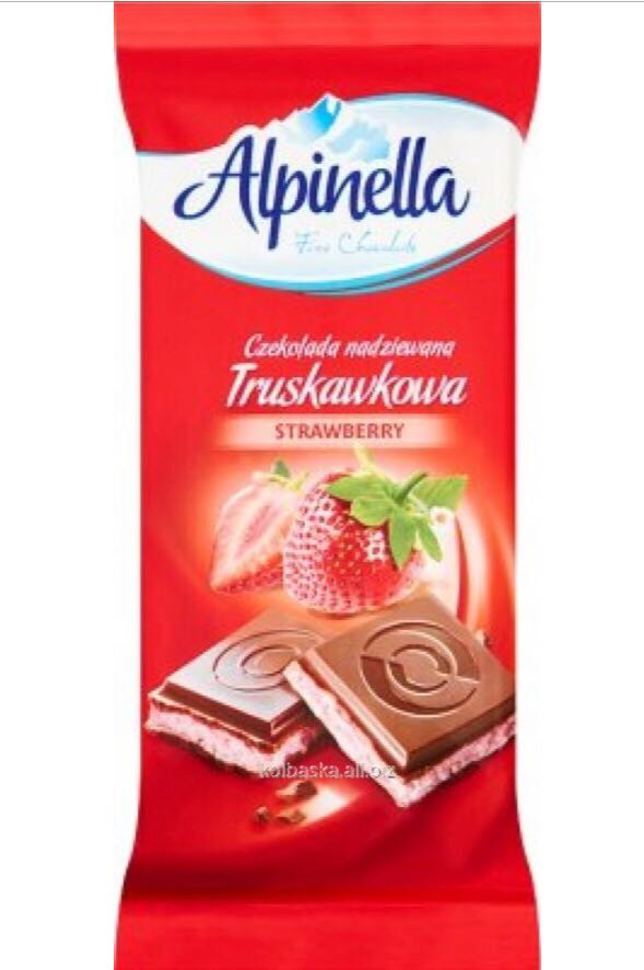 

Шоколад Alpinella молочный с клубникой 100г