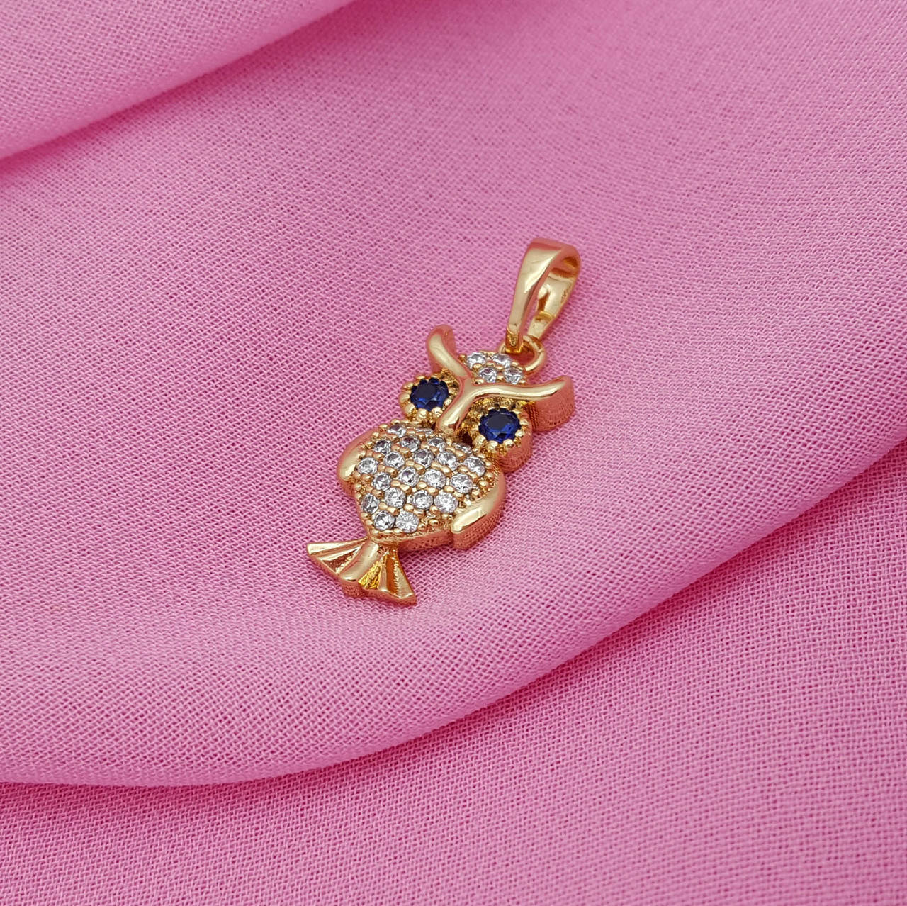 

Кулон Совушка, синие глазки, медзолото Xuping, 18К