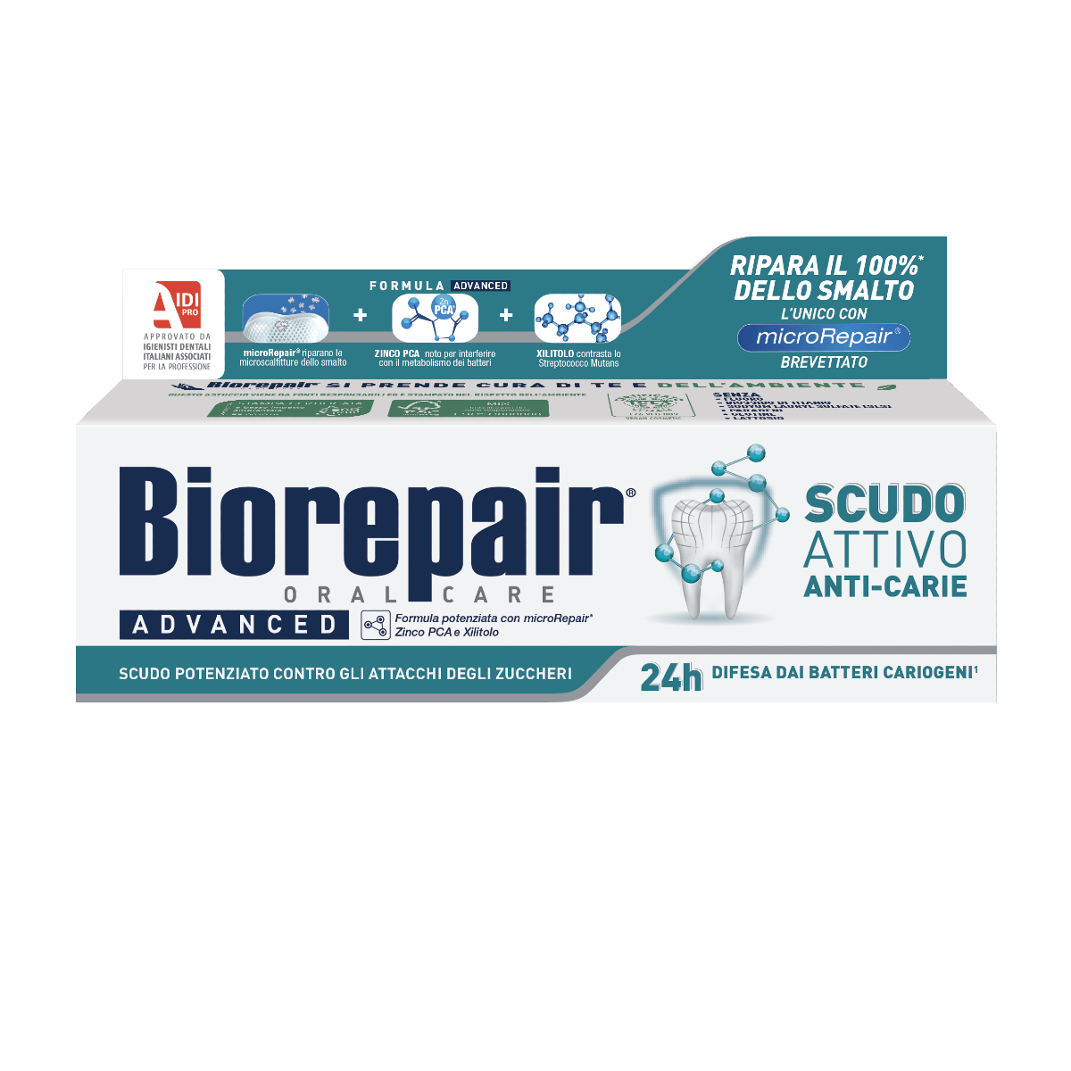 

Зубная паста Biorepair Scudo attivo ANTI-CARIE Совершенная защита Антикариес 75мл