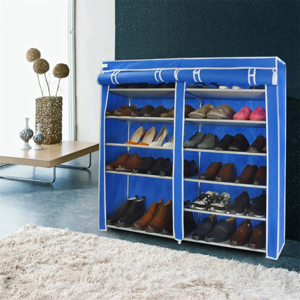 

Тканевый шкаф для хранения обуви Shoe Cabinet 118х30х120 см - Голубой, Коричневый