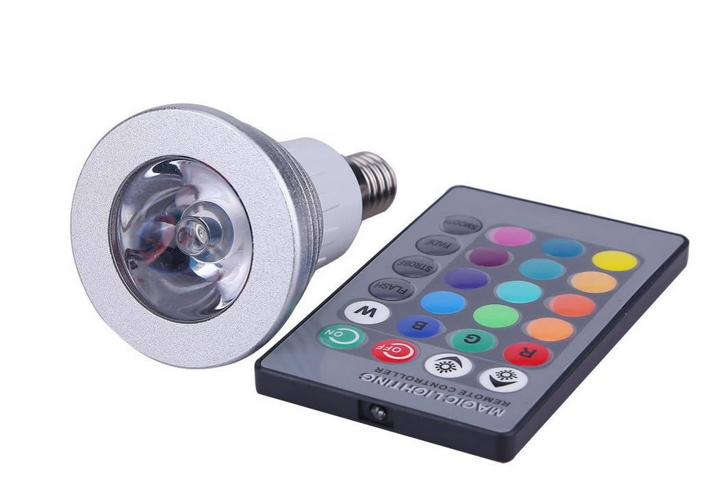 

Лампа Spot E14 RGB 3 Wt с пультом, направленного света