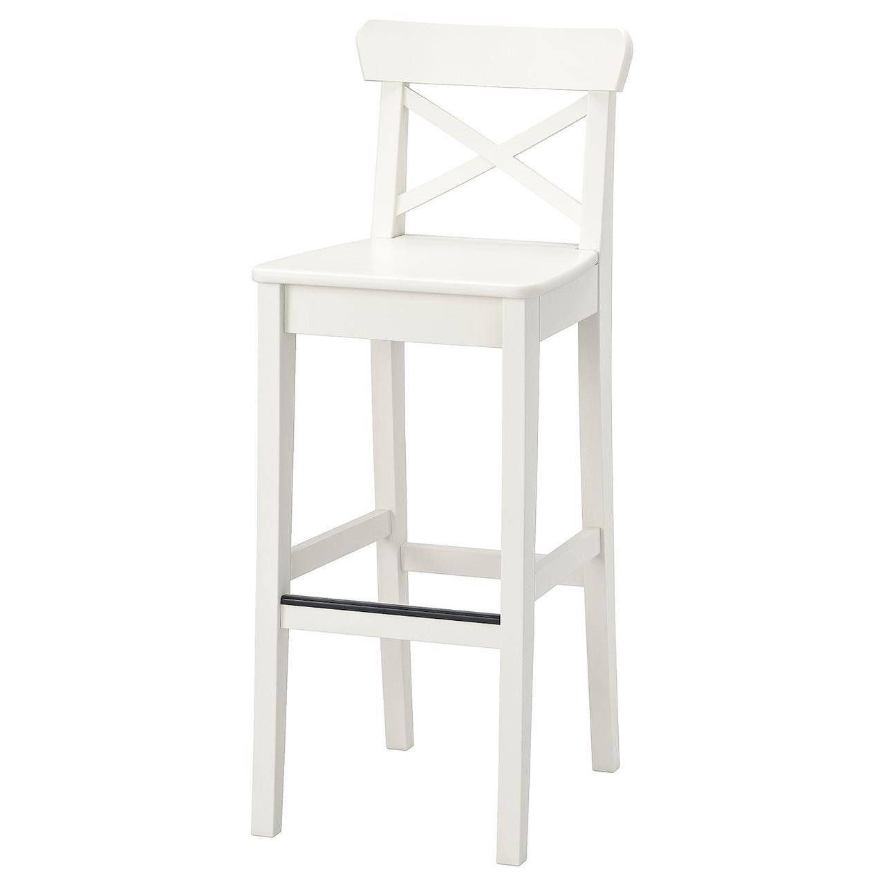 

IKEA INGOLF Барный стул со спинкой, белый (001.217.66)