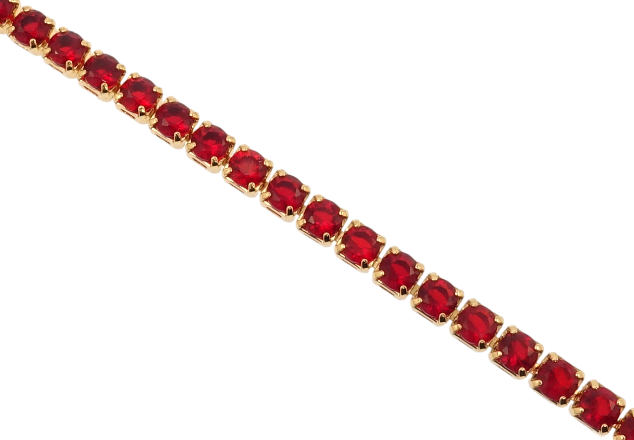 

Браслет Xuping Позолота 18K "Дорожка красных кристаллов" длина с доп.замком 17,19см х 3мм