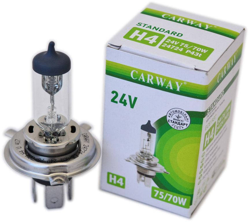 

Лампа галогеновая H4 24V 75/70W P43T CARWAY