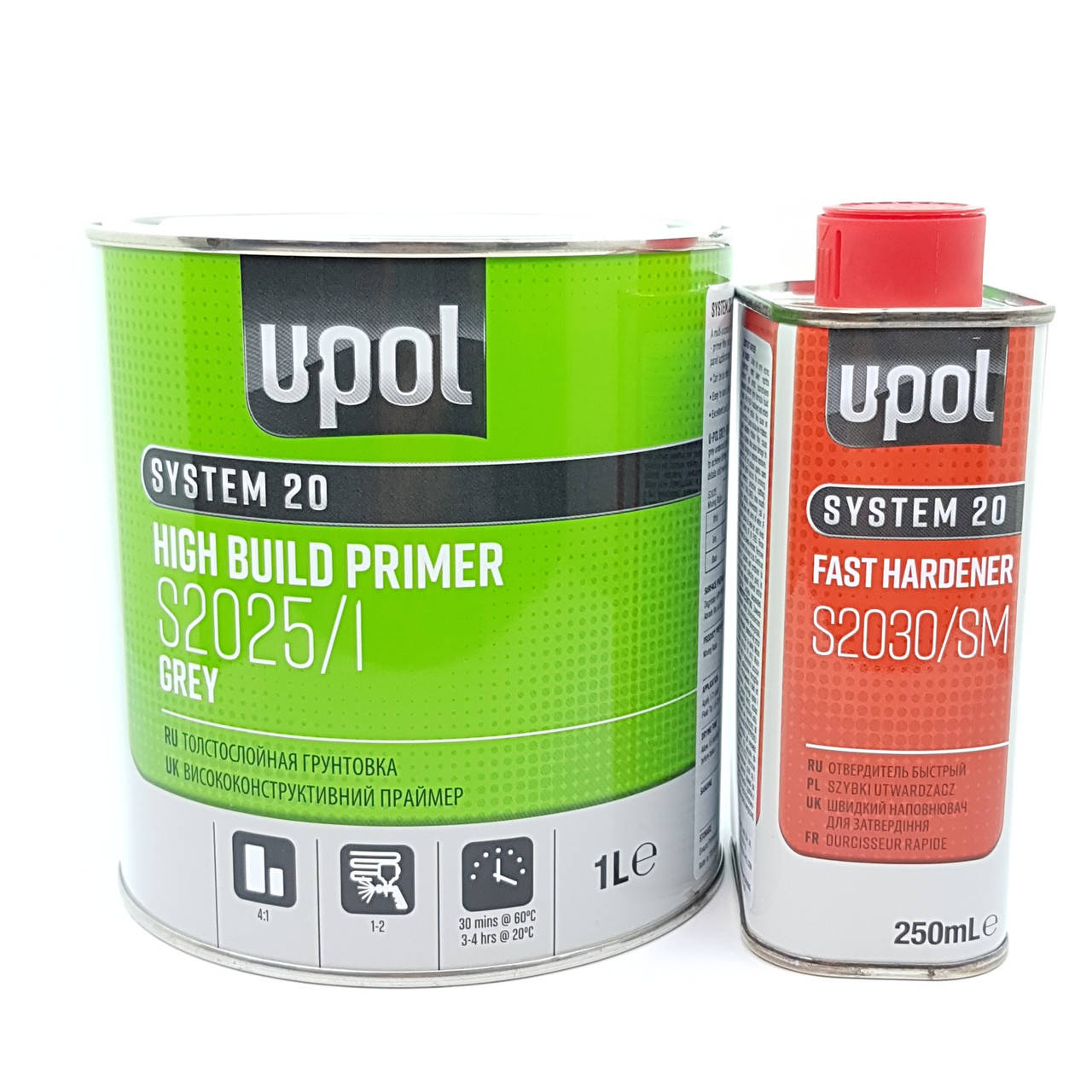 

Грунт акриловый U-POL UHS 4+1 S2025/1+2030/SM с отвердителем 1л+0,25л Серый