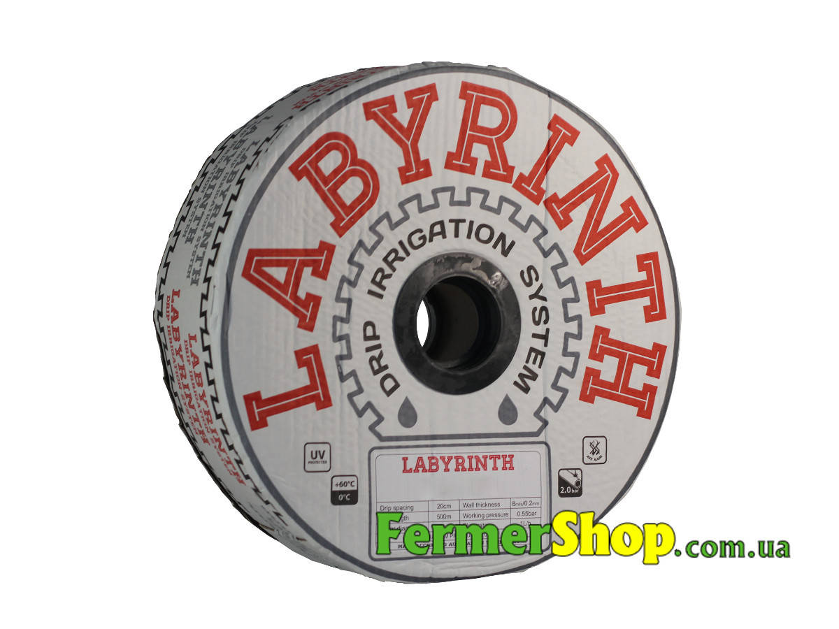 

Капельная лента "Labyrint" 1000м, расстояние капельниц 10 см, 1,0 л/ч, 8mil - Украина