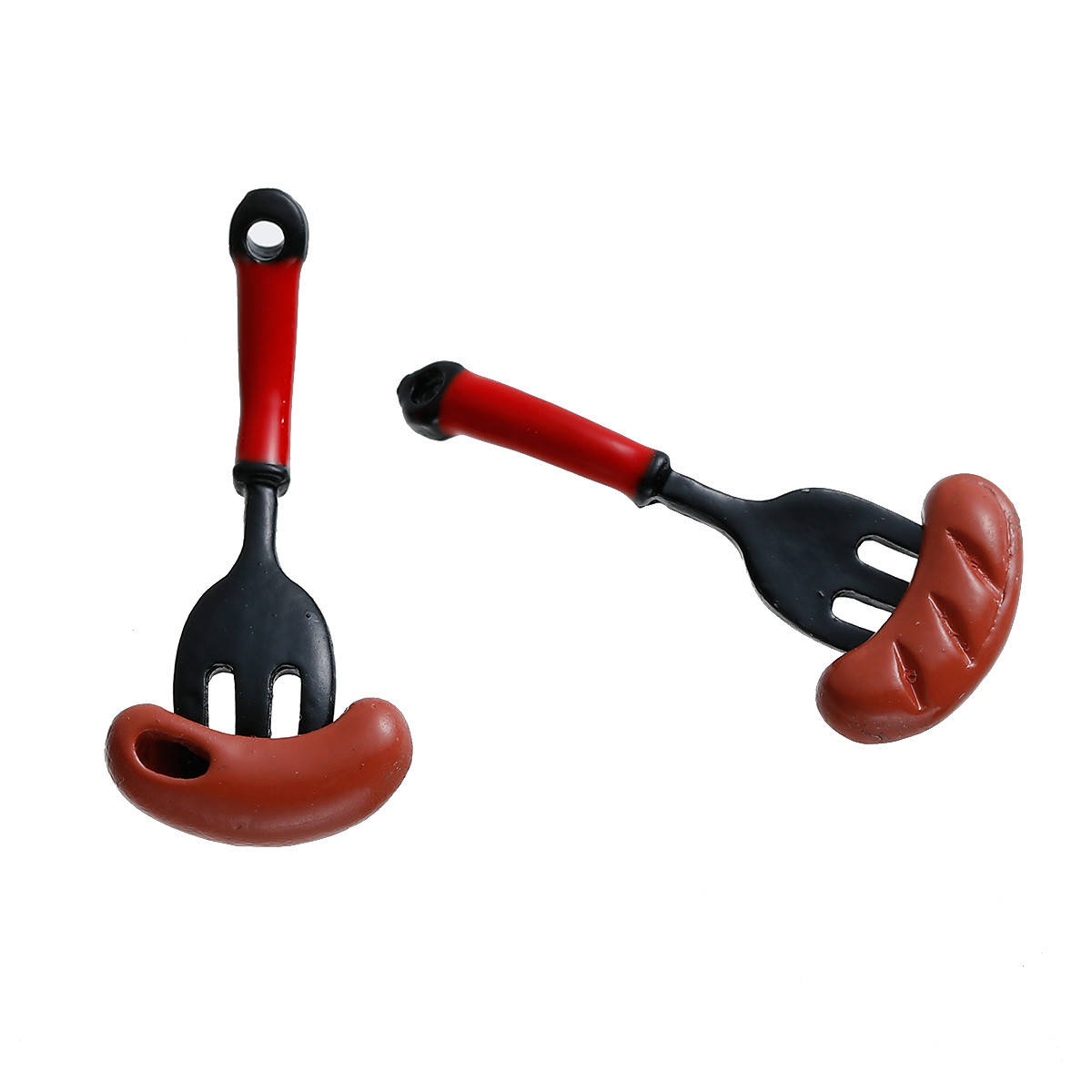 

Подвеска Сосиска на вилке, Хот-Дог, Цинковый сплав, Цвет: Чёрный, Красный, 28 мм x 12 мм - 27 мм x 13 мм