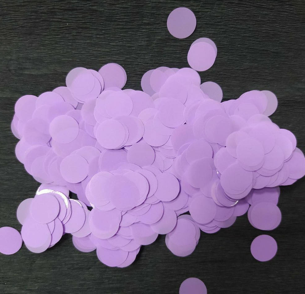 

Аксесуари для свята конфеті кружечки лавандовий 12мм х 12мм 50 грам
