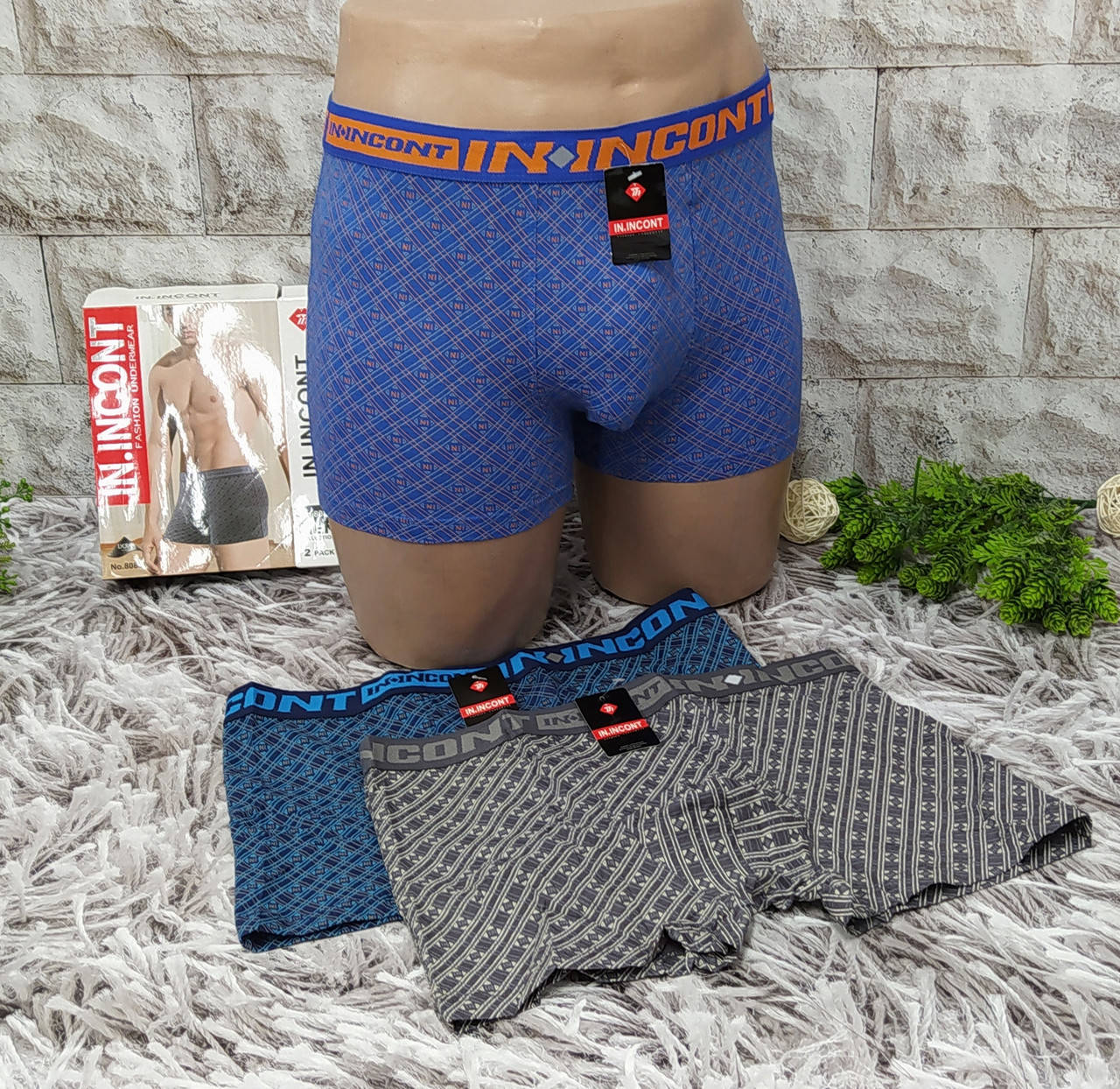 

Трусы мужские XL(48-50) размер боксеры хлопок Incont 8083, Разные цвета