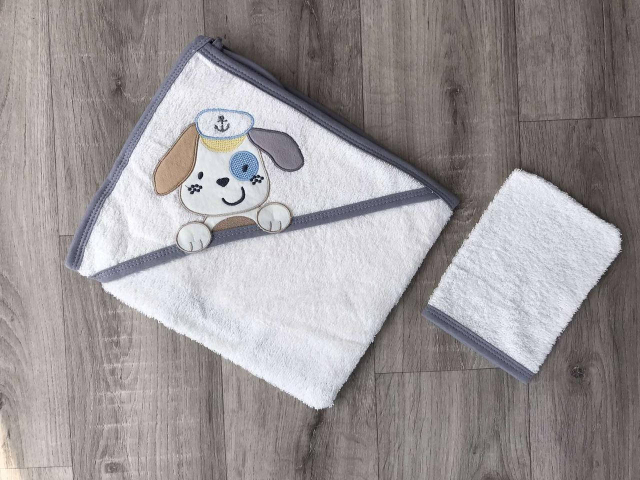 

Полотенце-уголок для новорожденных Dog, серый