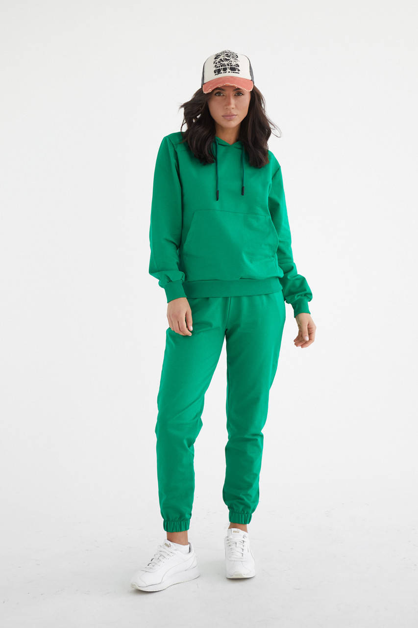 

Женский однотонный спортивный костюм с капюшоном My Linda - зеленый цвет, M (есть размеры), Зелёный