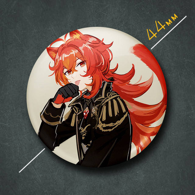 

"Дилюк Рагнвиндр неко (Геншин / Genshin)" значок круглый на булавке Ø44 мм