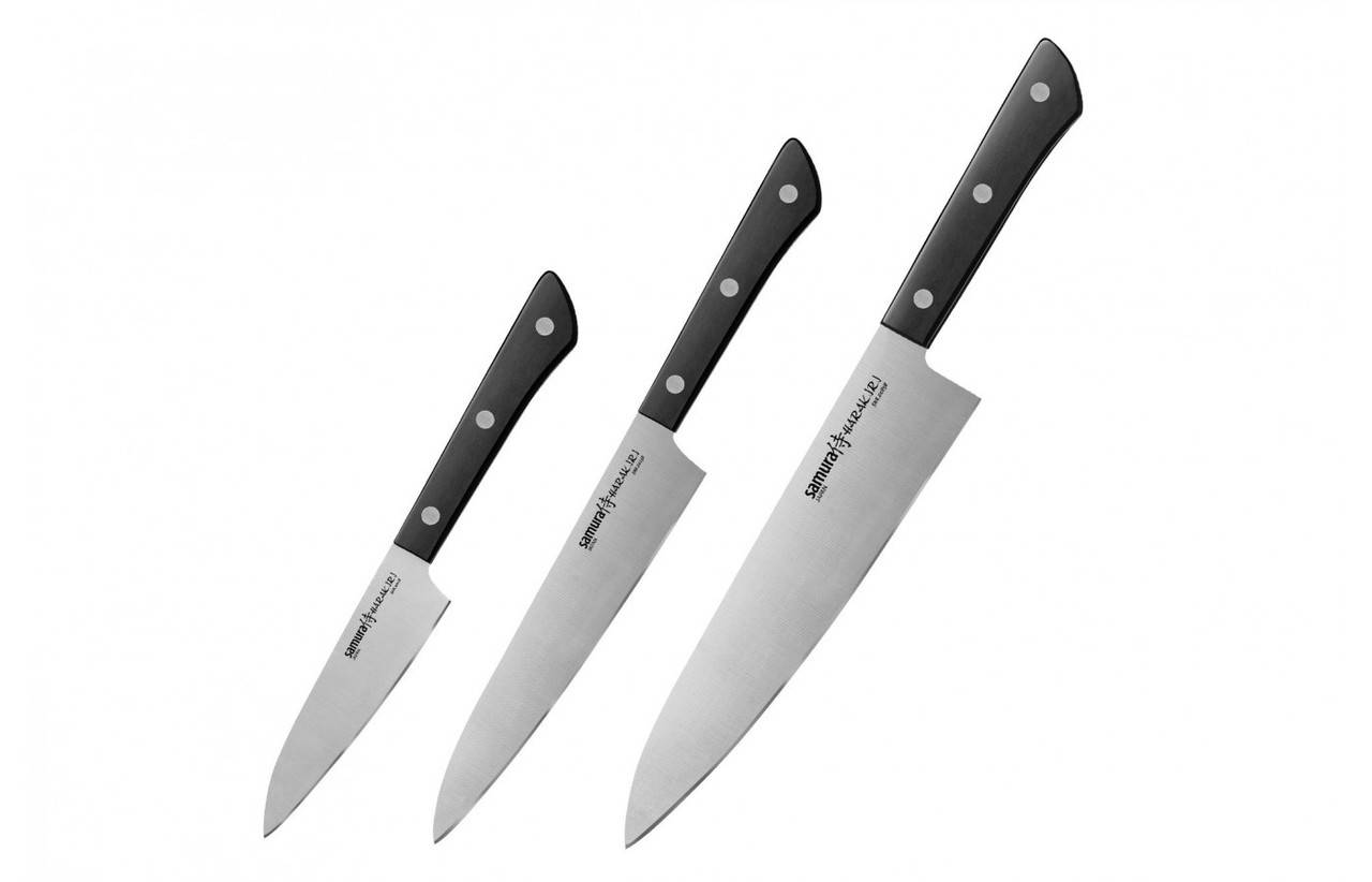 

Набор из 3-х кухонных ножей (овощной, универсальный, Шеф), Samura "Harakiri" (SHR-0220)