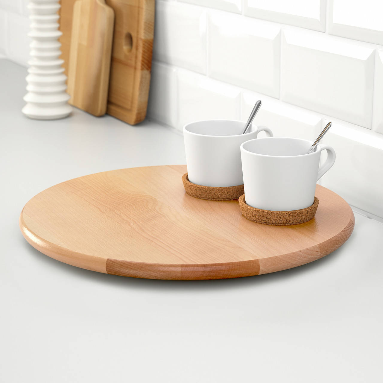 

Поднос вращающийся IKEA SNUDDA деревянный круглый 39 см 900.744.83, Коричневый