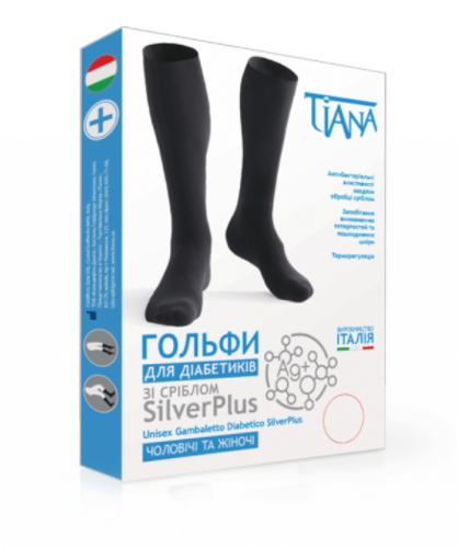 

Гольфы для диабетиков с серебром Silverplus - Tiana Тип 735 (черные), Черный