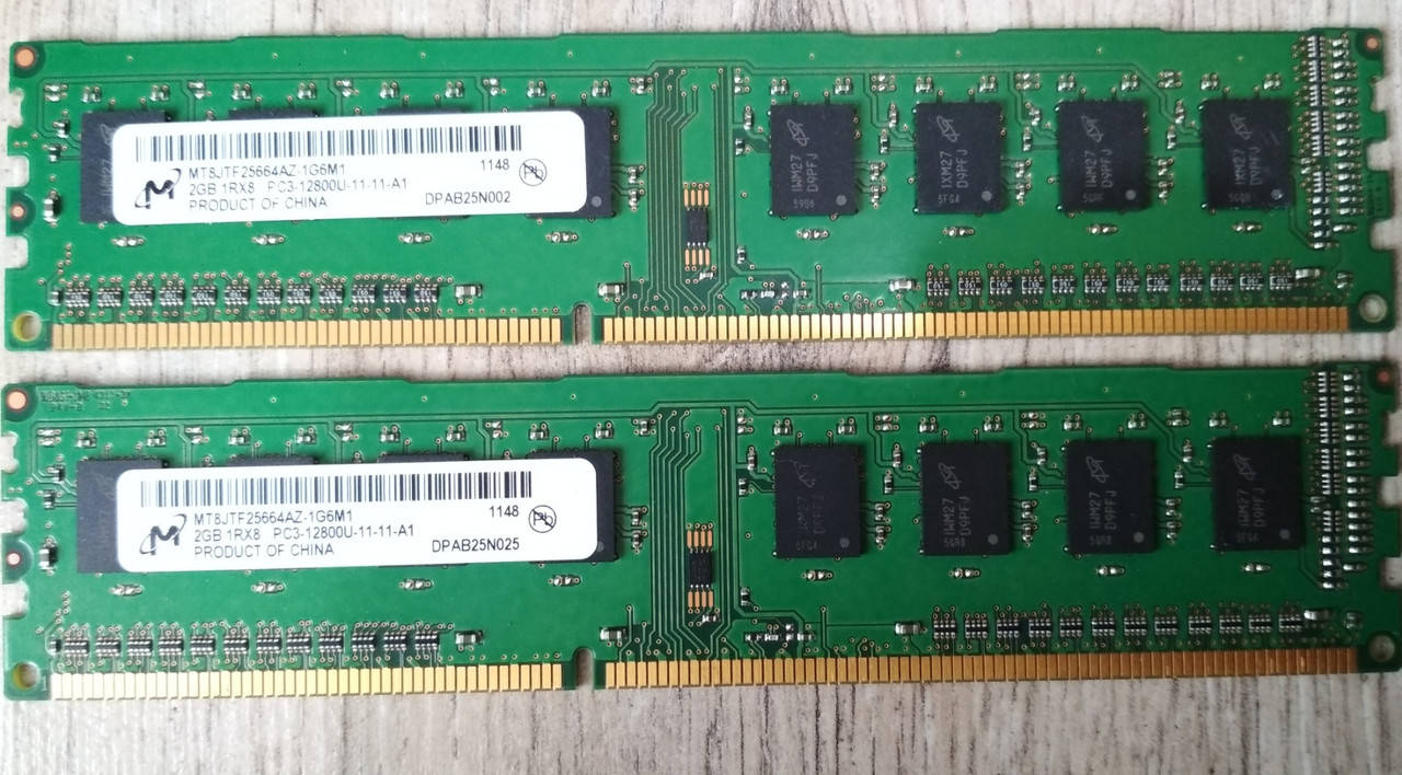 

4GB 2*2GB DDR3 1600MHz Micron PC3 12800U 1Rx8 RAM Оперативная память