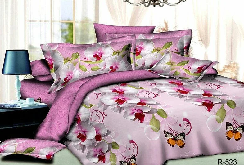 

Семейный комплект постельного белья Бязь Голд "Орхидея три бабочки", Разные цвета