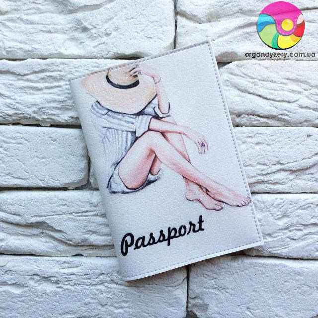 

Обложка для паспорта Девушка на пляже, Белый