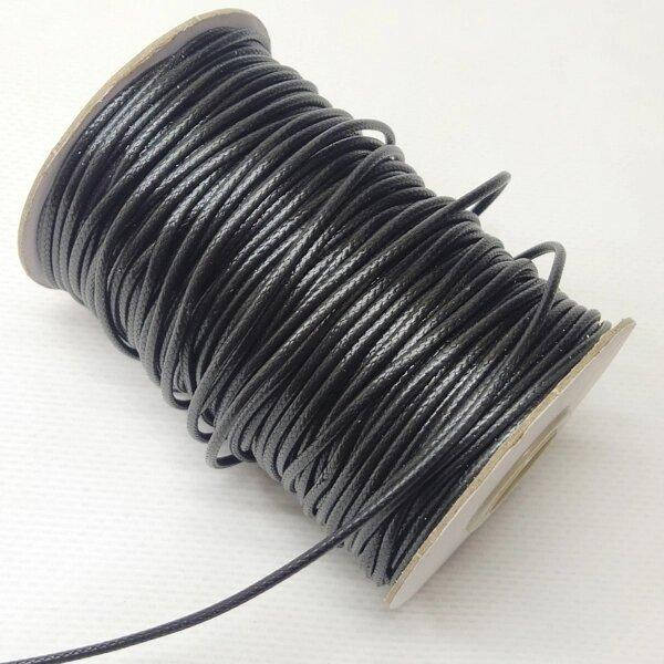 

(90 м) Вощёный шнур 2мм, полиэстер черный (СИНДТЕКС-1882)