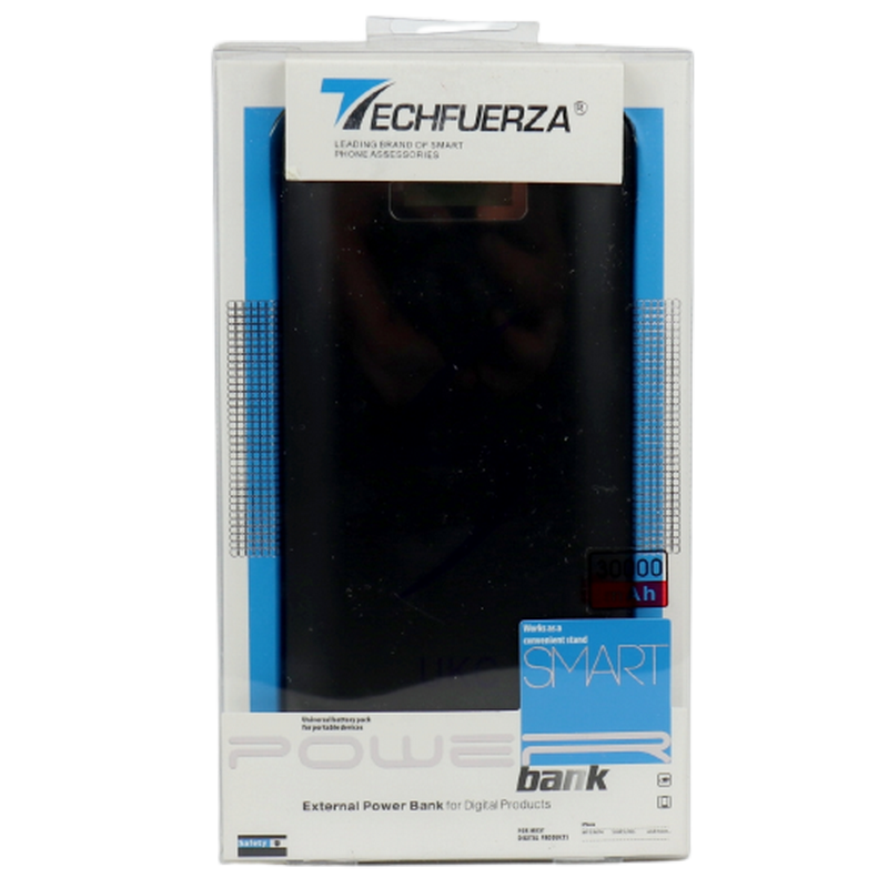 

Портативный аккумулятор Power Bank 30.000 mAh с экраном (2 USB, Led фонарик) чёрный