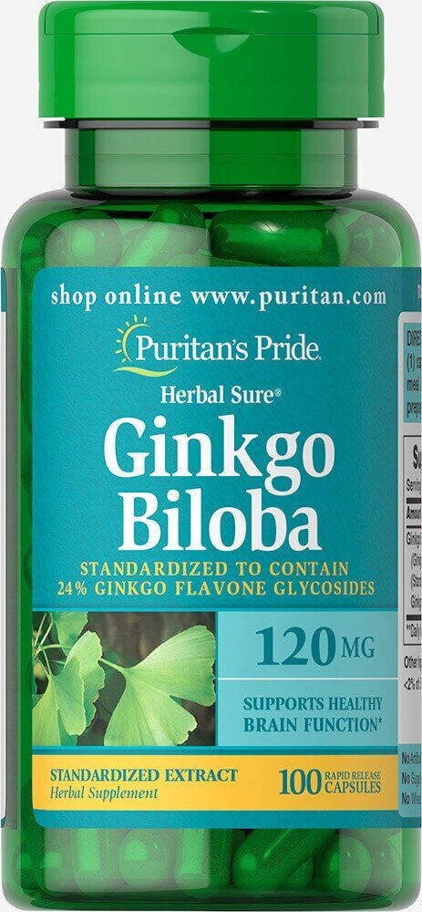

Гинкго Билоба, Ginkgo Biloba, Puritan's Pride, 120 мг, 100 капсул (PTP-14544)