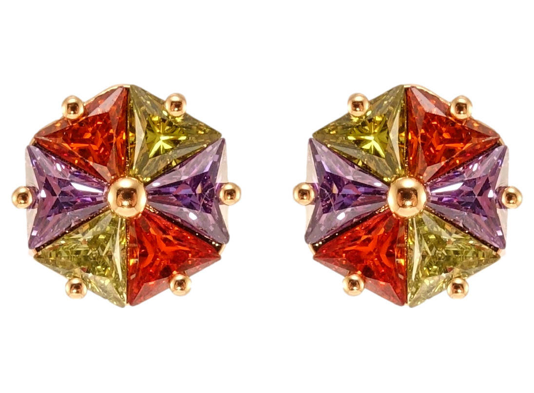 

Серьги Xuping Позолота 18K гвоздики (пусеты) "Разноцветные кристальные цветочки"