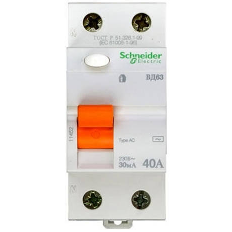 

УЗО Schneider Electric Домовой 2P 40А 30мА (AC)