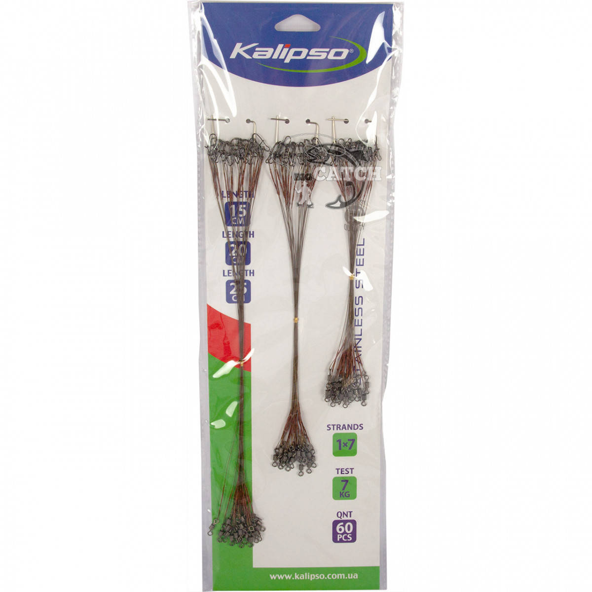 

Набор стальных поводков Kalipso 1*7, 60шт, 15/20/25см