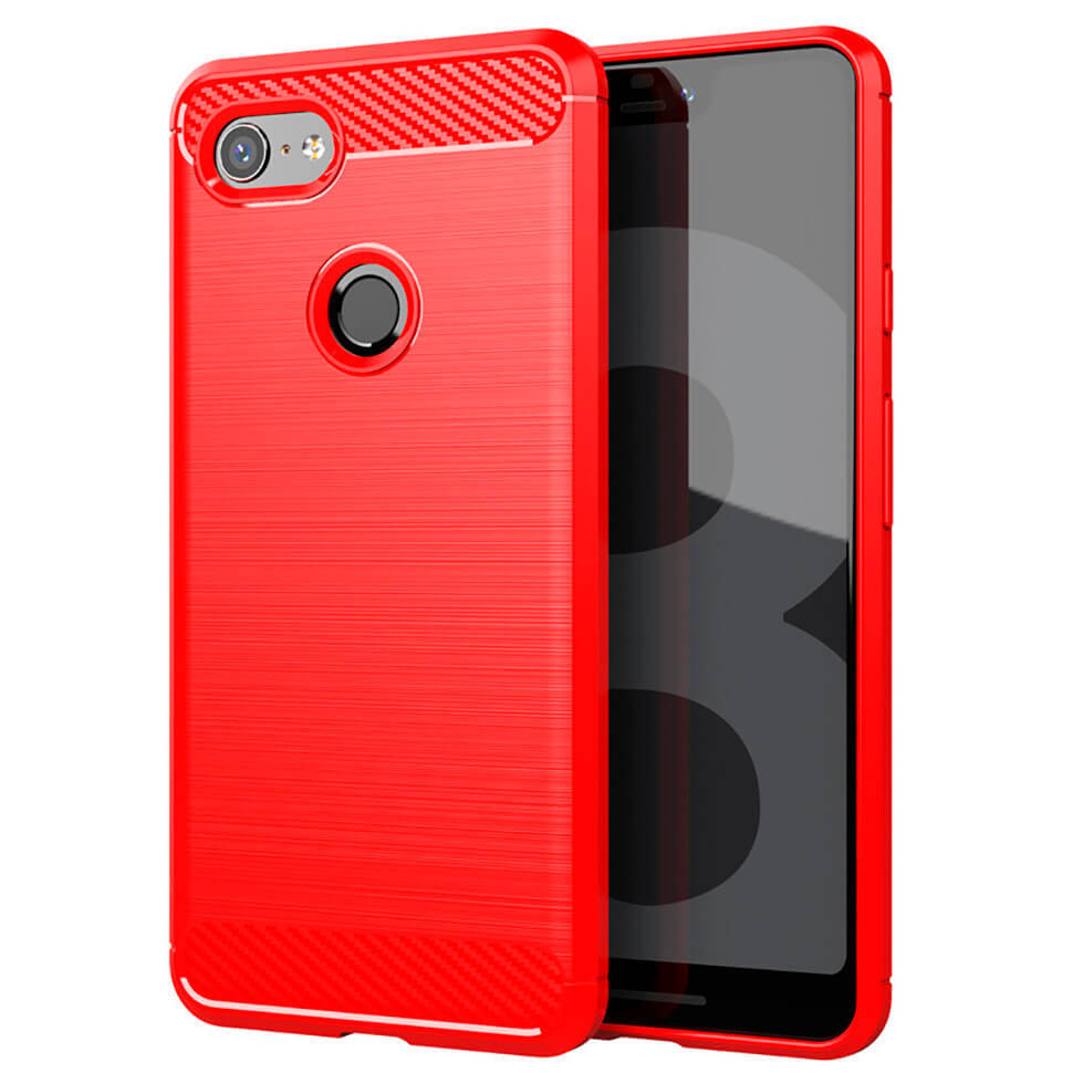 

Чехол Lenuo Carbon Fiber для Google Pixel 3 XL Red, Красный