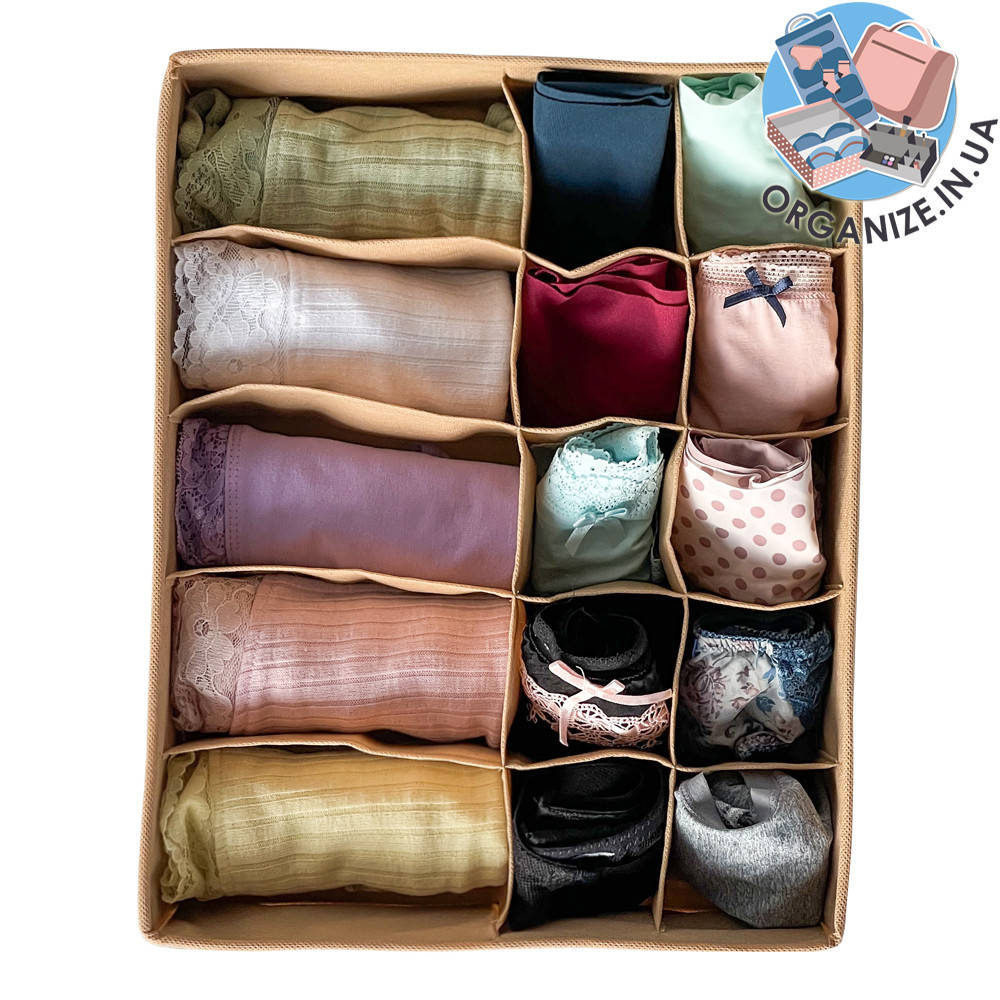 

Двойной органайзер для белья 28*35*8 см ORGANIZE (бежевый)