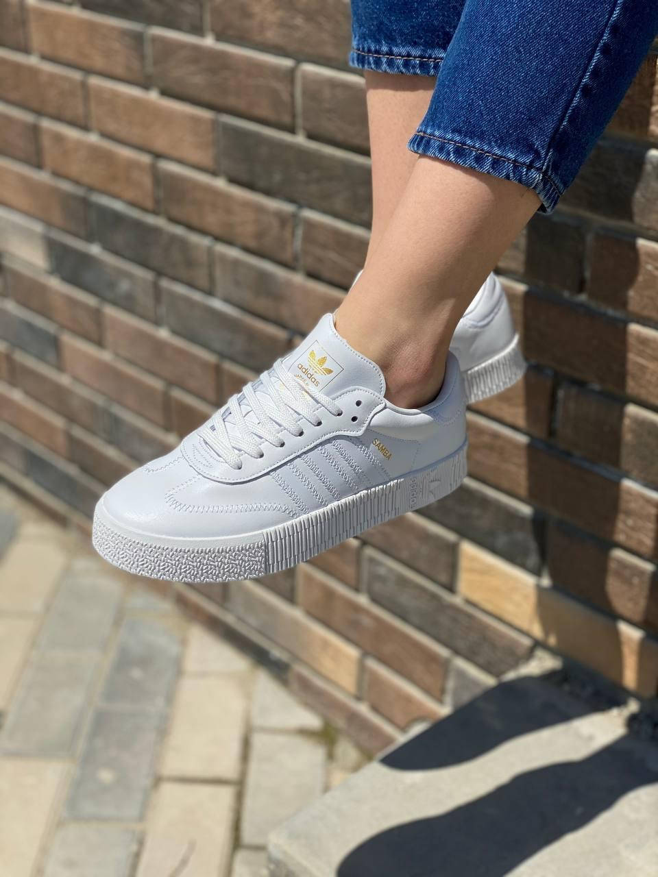 

Кроссовки Adidas Samba tripl white адидас белые самба трипл вайт, Белый