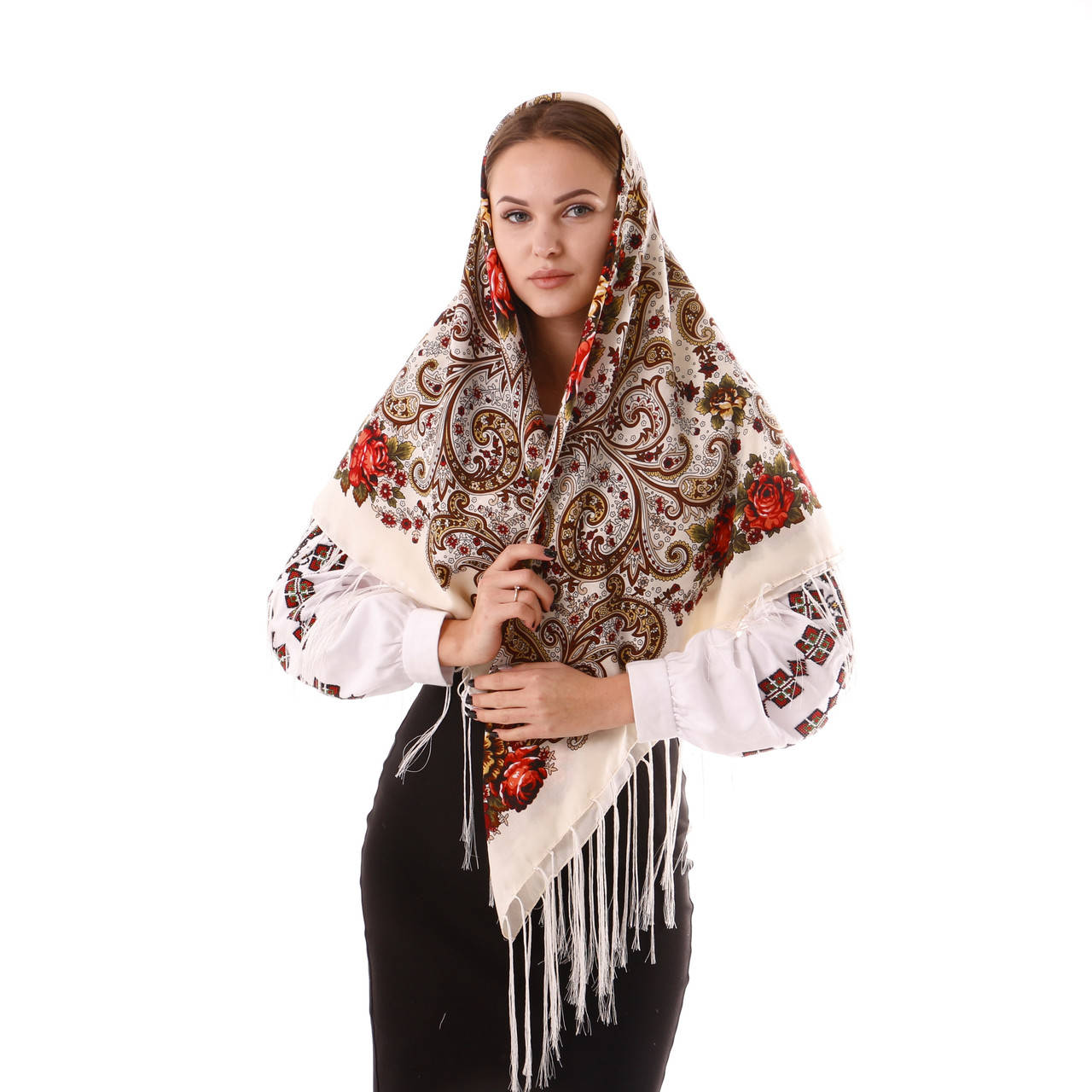 

Хустка вовняна айворі Т120/322
