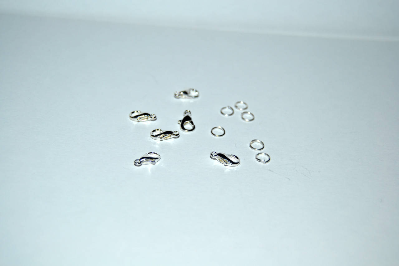 

Застібка-карабін+кільце, 0,5*1см, срібло, 5шт