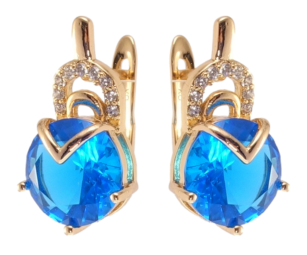 

Серьги Xuping Позолота 18K английский замок "Голубые фианиты с петельками"