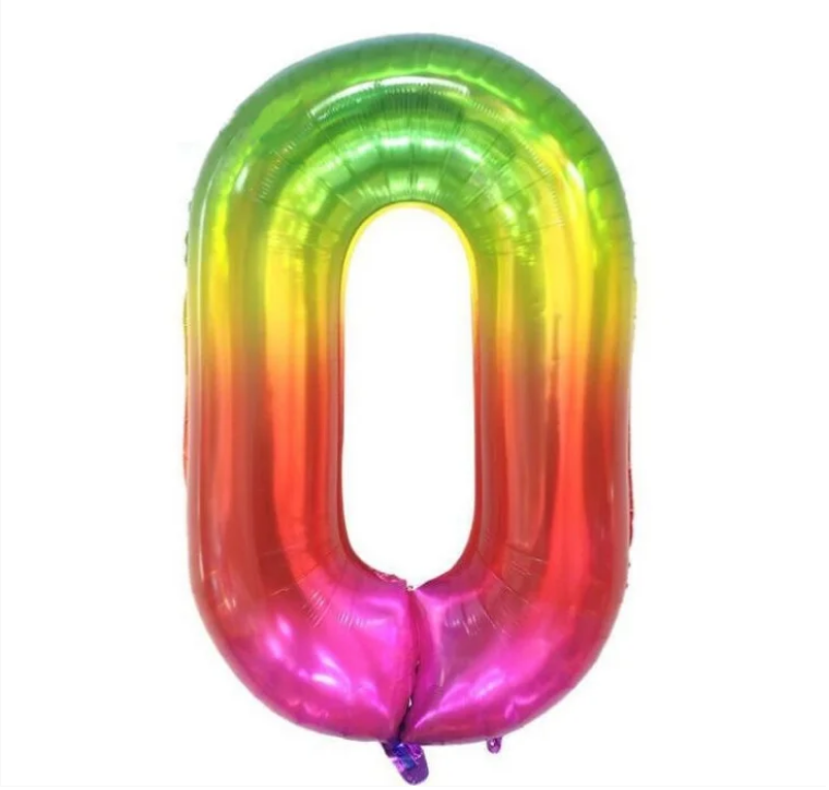 

Шар цифра "0" омбре радуга двухсторонняя, 100 см (Китай) в упаковке