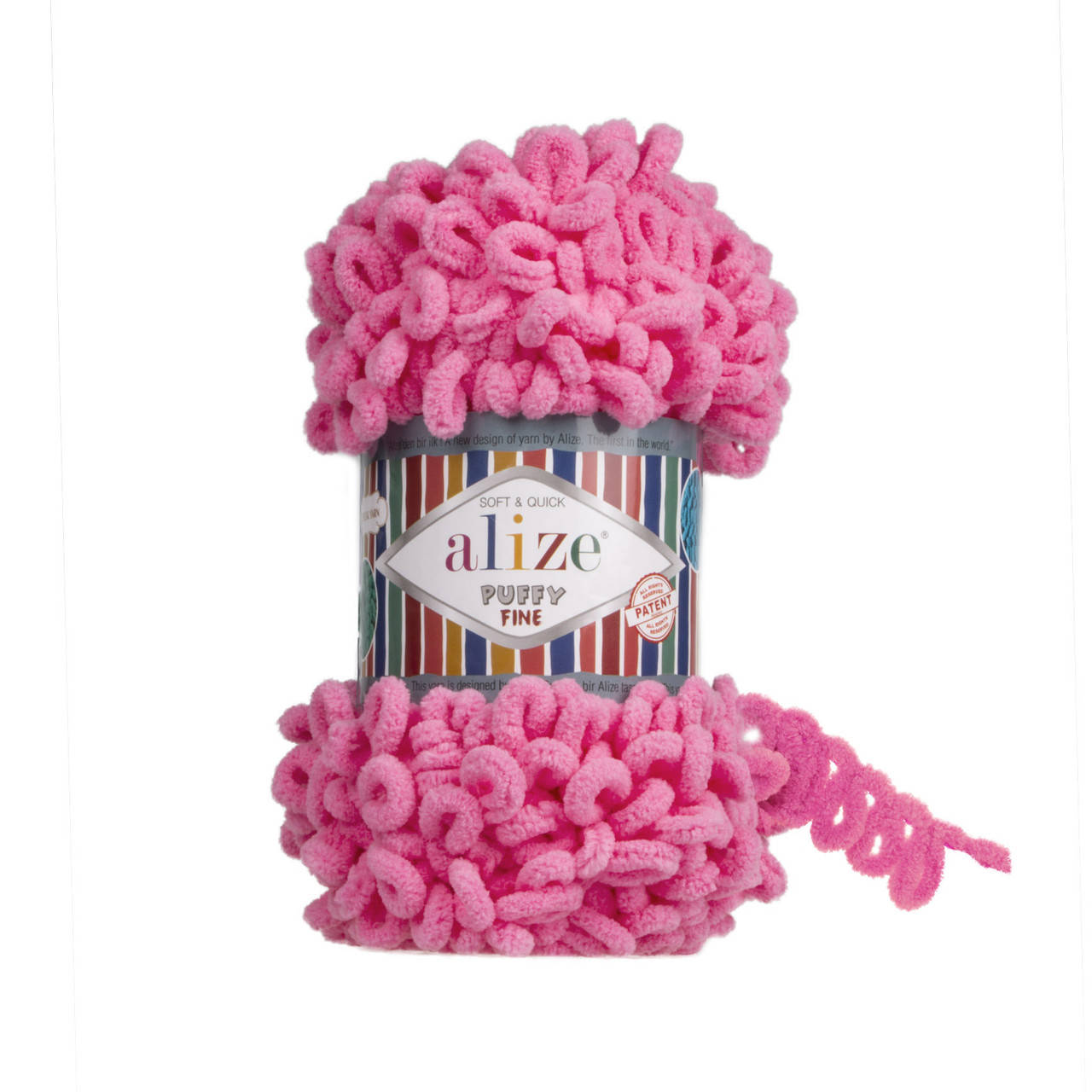

Пряжа Alize Puffy Fine 121 розовый леденец (Пуффи Файн Ализе) для вязания без спиц руками