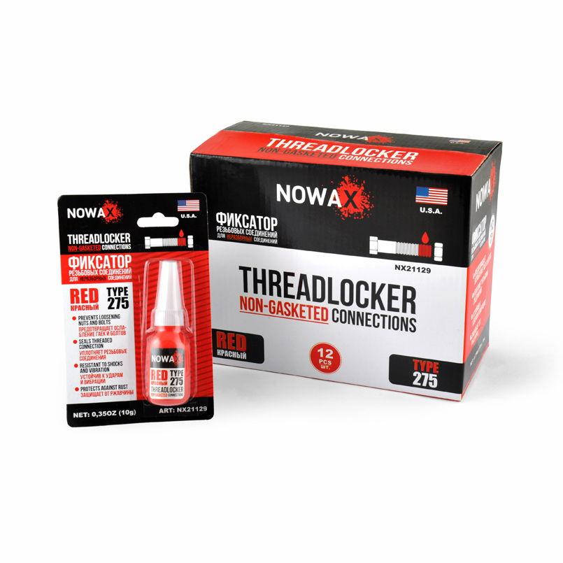 

Nowax NX21129 Фиксатор резьбы Неразъемный (Красный) 18мл