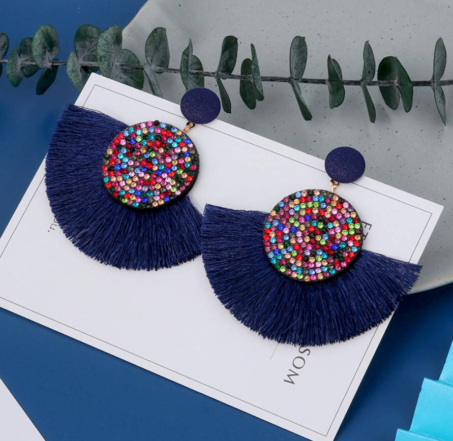 

Сережки женские кисточки, синие, С7917