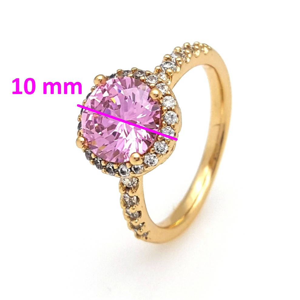 

Кольцо с розовым цирконием, р.18, медицинское золото Xuping, 18К