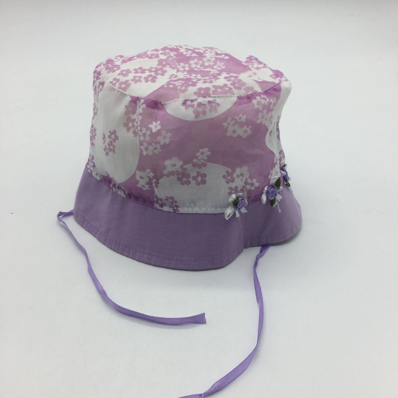 

Стильная панамка для девочки на завязку с цветами фиолетовый, 50