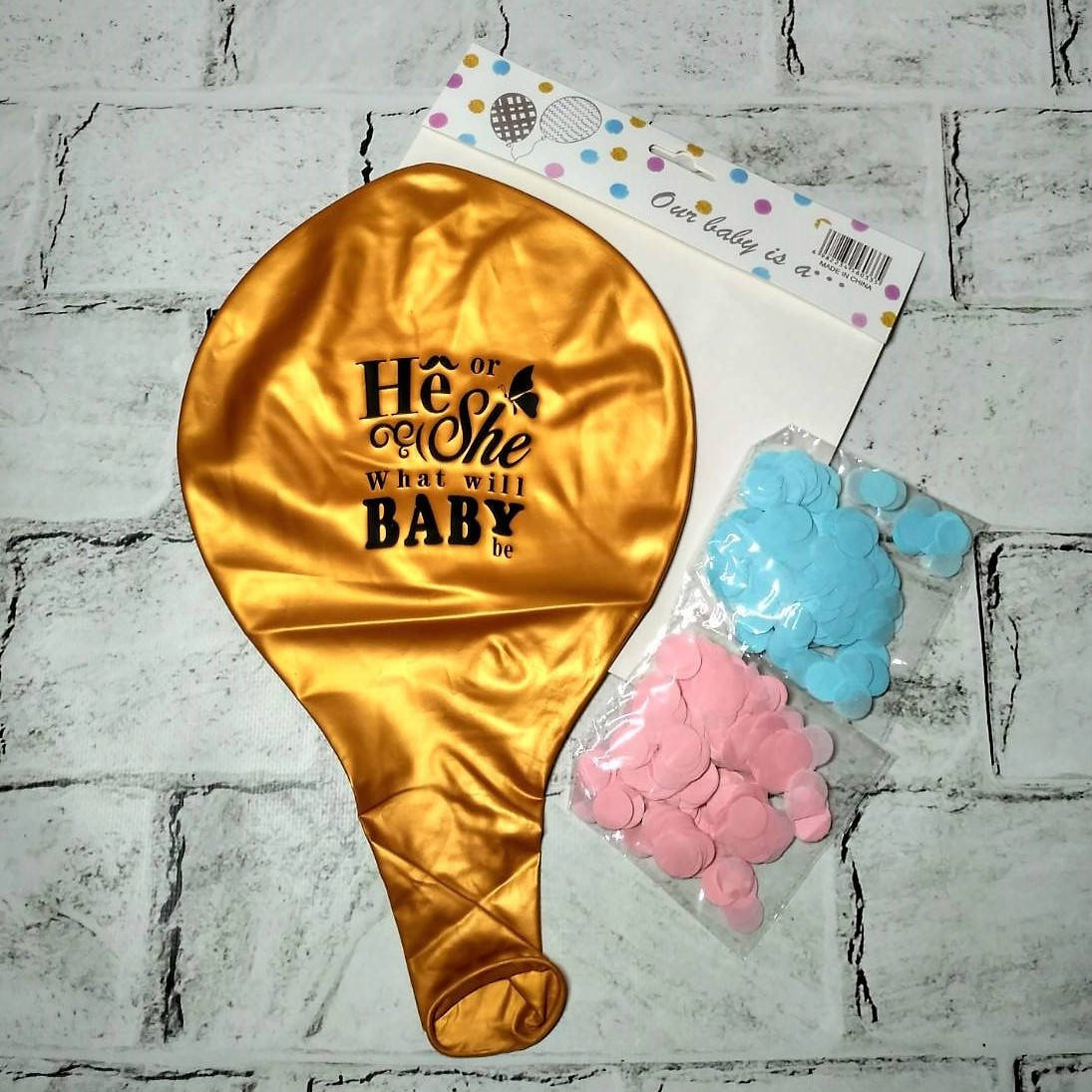 

Воздушный шар гигант "Girl or boy", для определения пола ребенка Baby Shower, Золото
