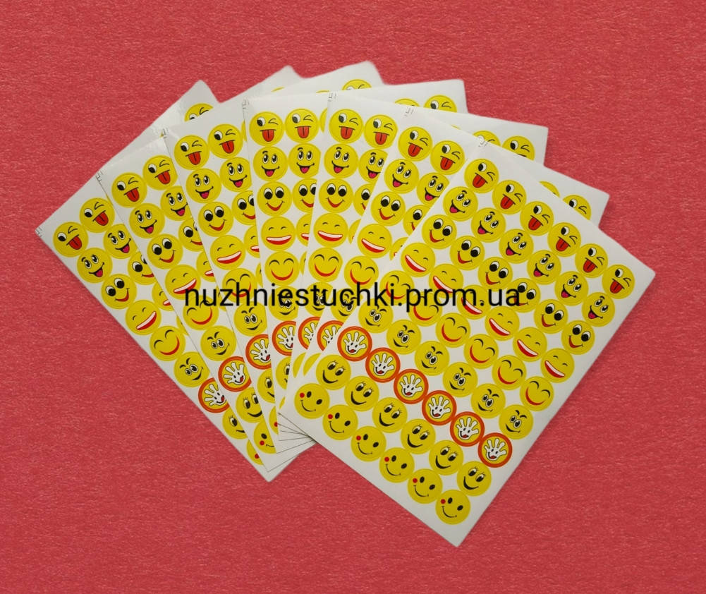 

Наклейки-Оценки Смайл № 4, наклейки смайлики для оценивания, размер листа 15 на 10